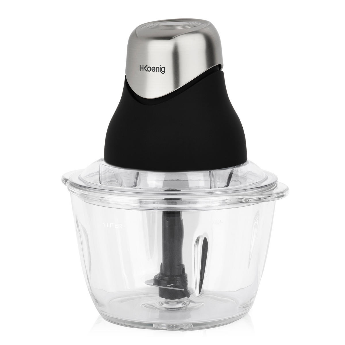 MULTIZERKLEINERER LEO8 Schwarz und Silber, elektronisch, 1L, Edelstahlklingen - Silberfarben/Schwarz, Metall (18.5/21.8/16cm) - HKoenig