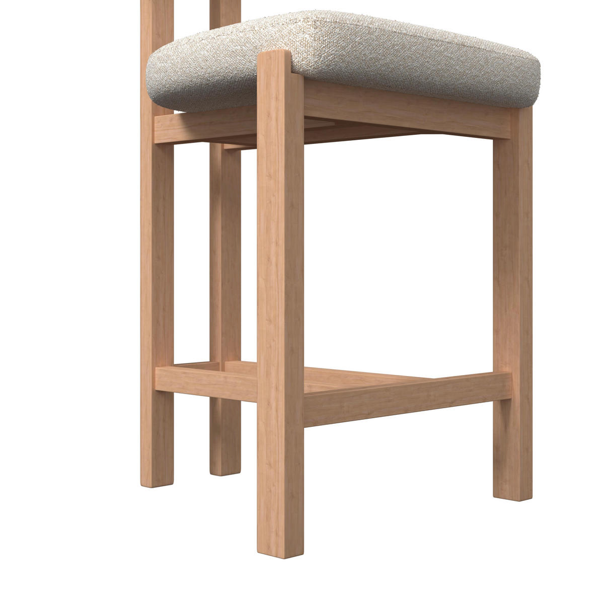 BARHOCKER Jonna Creme Bouclé Gepolstert - Creme, Holz (51/102/54cm)