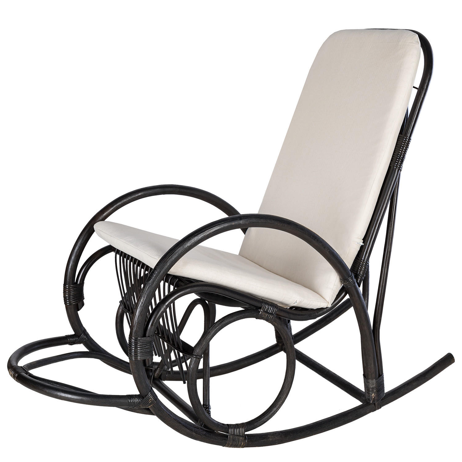 SCHAUKELSESSEL - Webstoff / Rattan - Dunkelbraun, Naturmaterialien/Textil (59/113/137cm) - home24