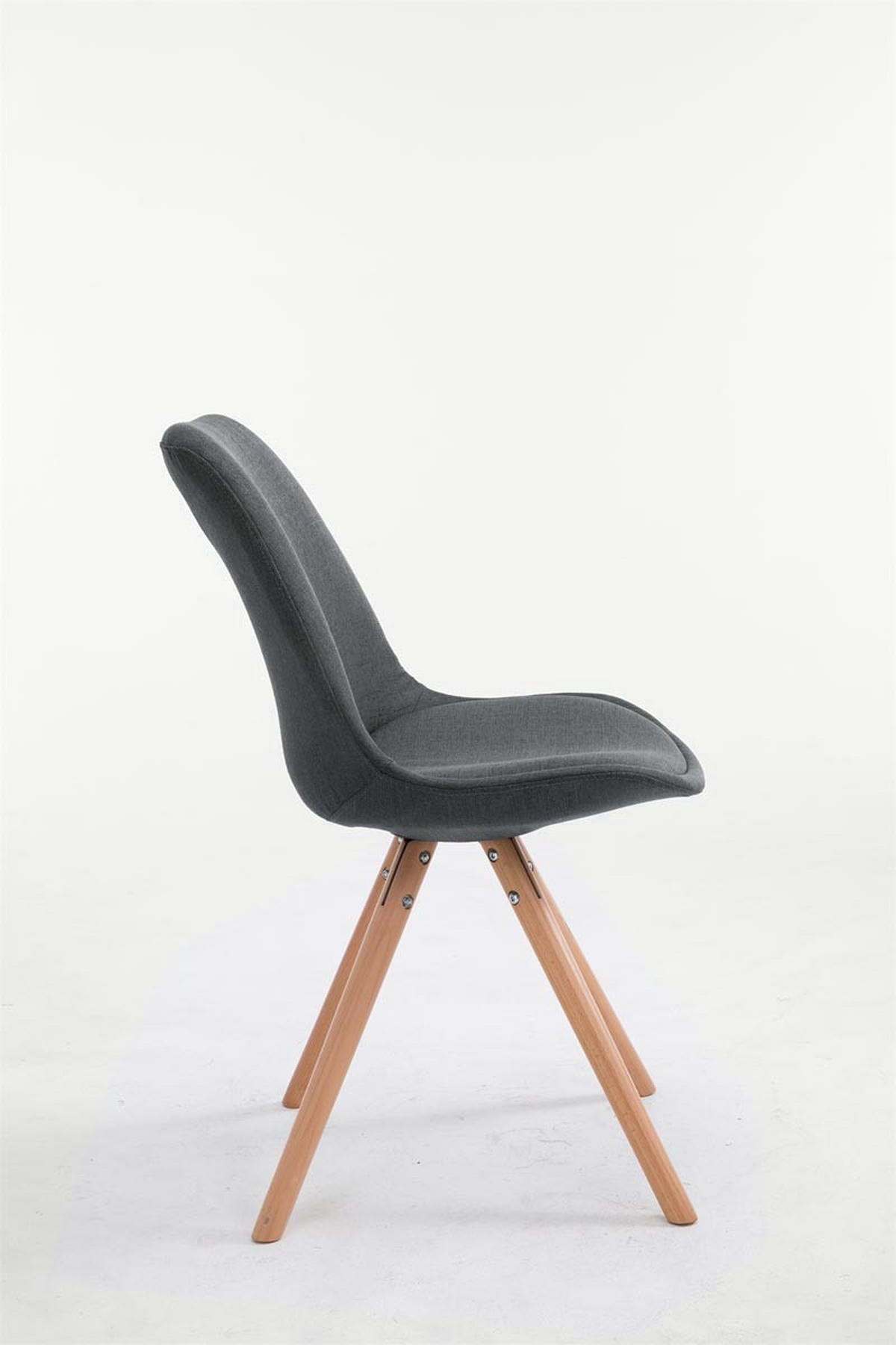 STUHL Stoff dunkelgrau - Eukalyptusholzfarben/Dunkelgrau, Holz/Textil (48/84/56cm) - CLP