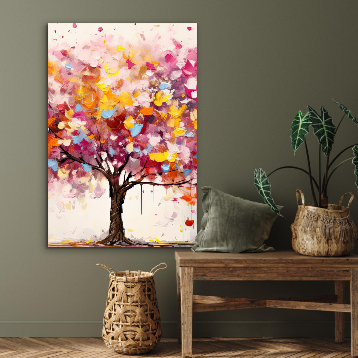 METALLBILD Aquarell - Baum - Kunst - Abstrakt 60x90 cm - Multicolor, Metall (60/90cm) - MuchoWow
