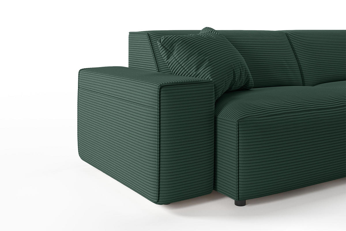 ECKSOFA RANI Smaragdgrün Cord - Smaragdgrün/Schwarz, Kunststoff/Textil (299/189cm) - KAWOLA