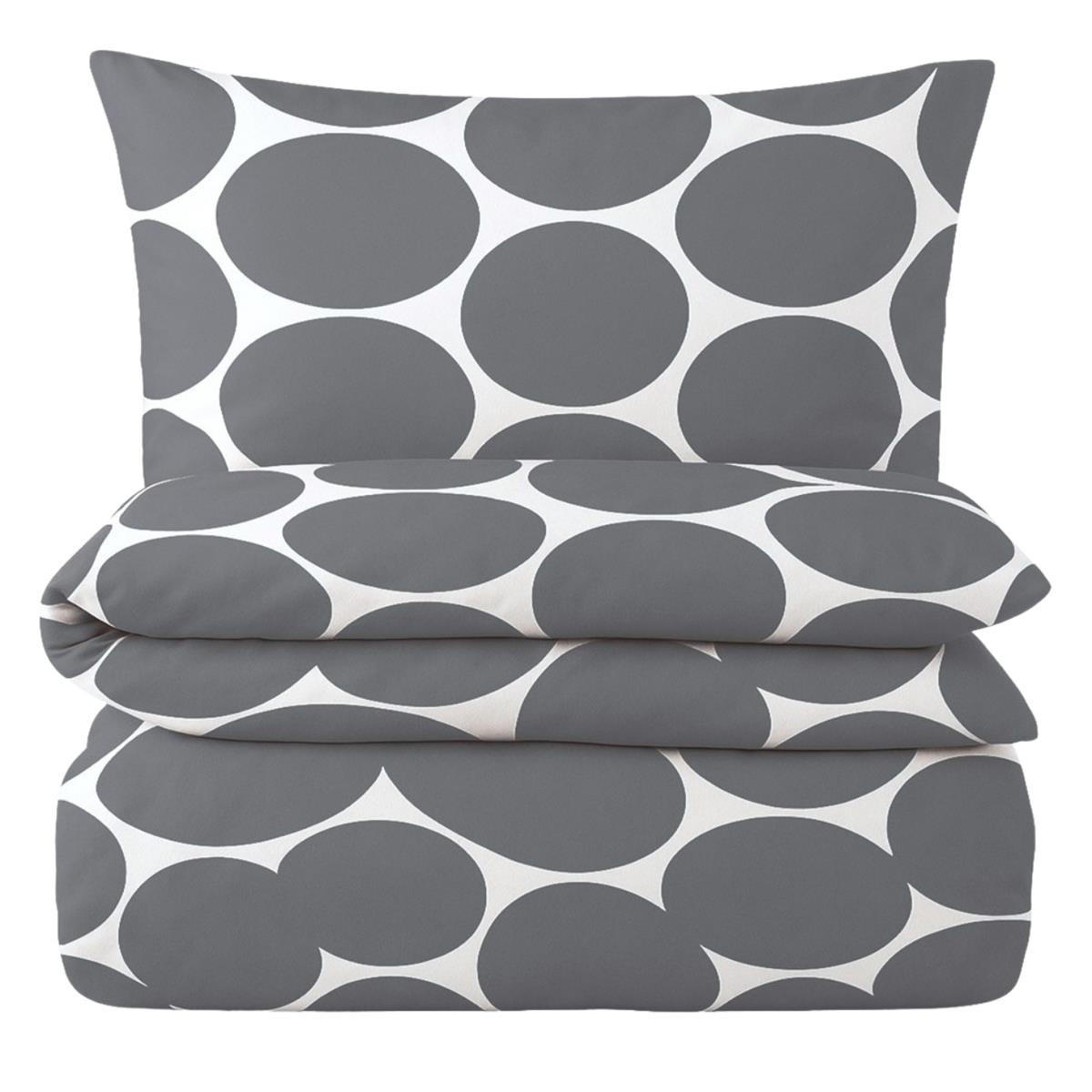 BETTWÄSCHE Mako Perkal 155x220 cm aus 100% Baumwolle mit Reißverschluss, Bettbezug Punkte Muster 155 x 220 - Schwarz - Schwarz, Textil (155/220cm) - Carpe Sonno