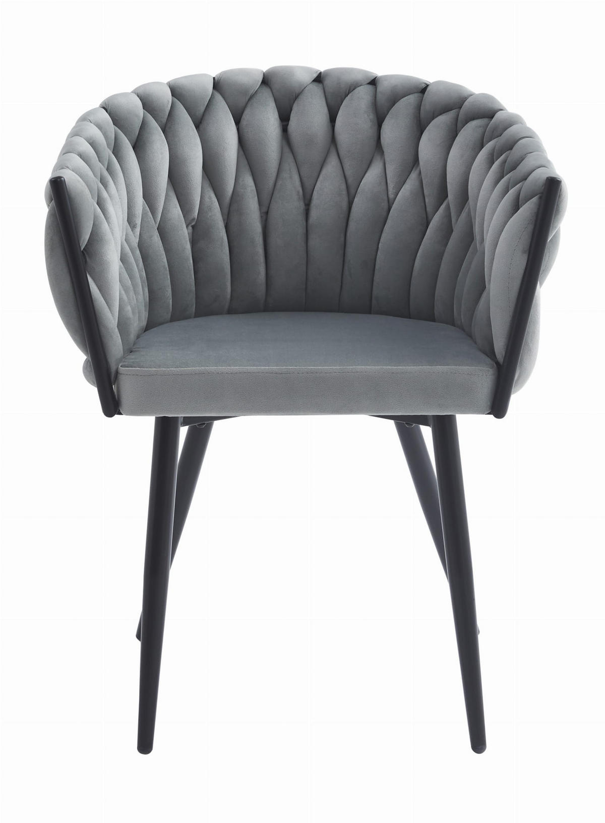 STUHL ARONA 6-er Set, Grau, Schwarze metallische Beine - Hellgrau, Textil/Metall (61/79/55cm) - Komodee