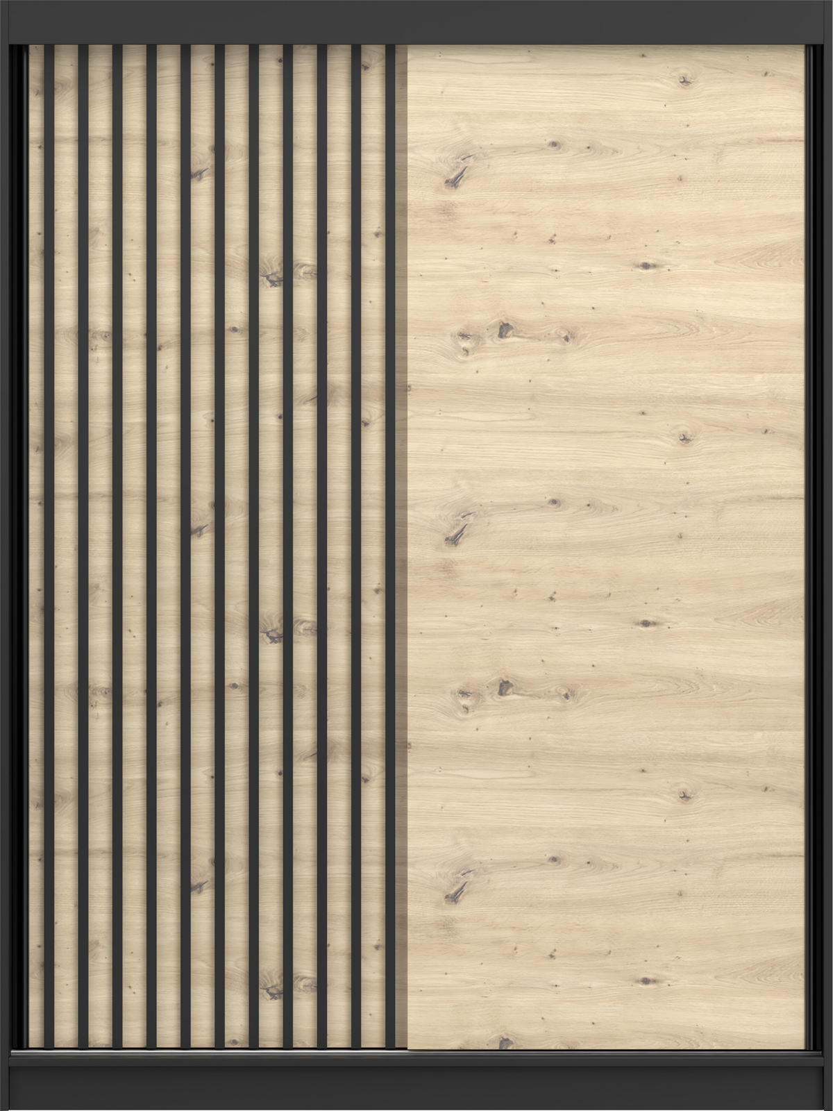 SCHIEBETÜRENSCHRANK - Beni 10 Schwarz + Artisan - Schwarz/Weiß, Holzwerkstoff/Metall (150/200/61cm) - Möblo