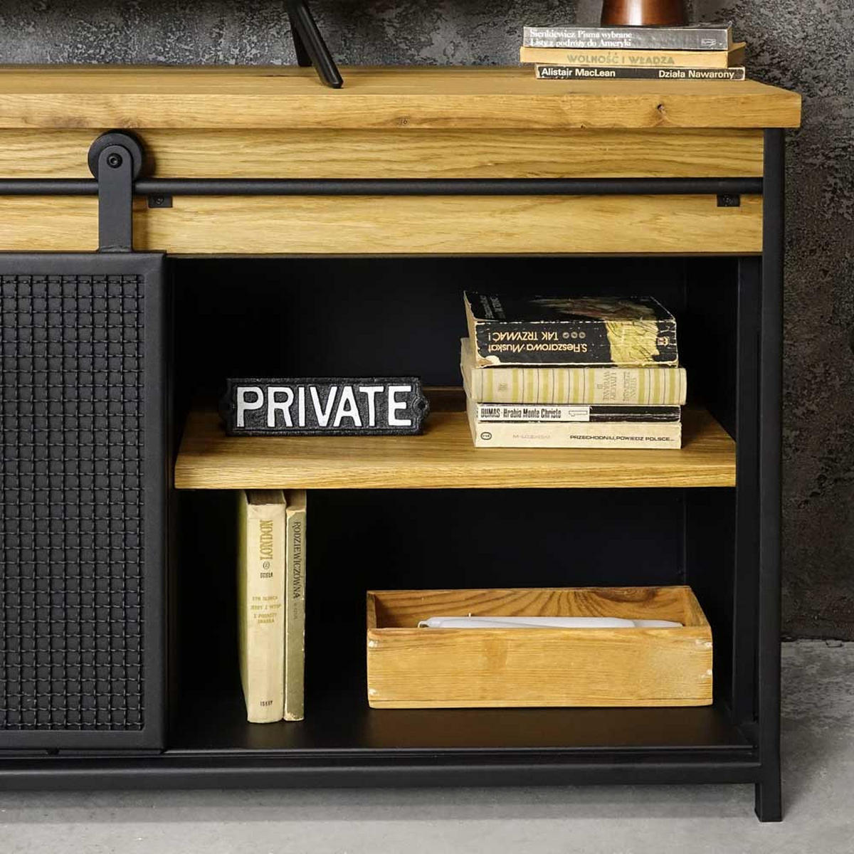 TV-SCHRANK aus Massivholz STRONG 1 - Honigeiche/Schwarz, Holz (220/67/40cm) - Seart