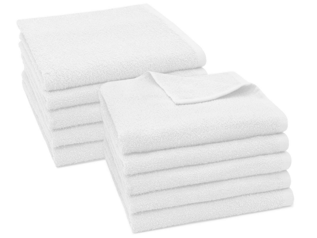 HANDTÜCHER, 10er-Set, 50x100 cm, 80% Baumwolle, 20% Polyester, Weiß - Weiß, Naturmaterialien (50/100cm) - Zollner