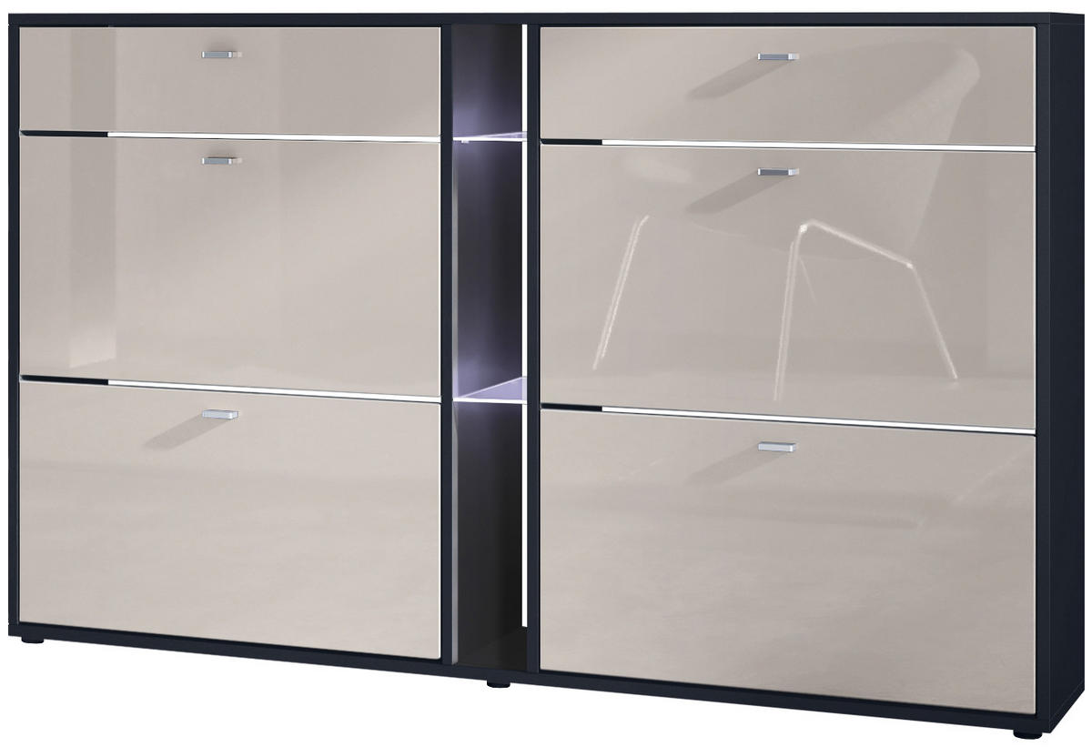 SCHUHSCHRANK Today Fronten in Sandgrau Hochglanz - Sandfarben, Holzwerkstoff (155.5/95/28cm) - Vladon