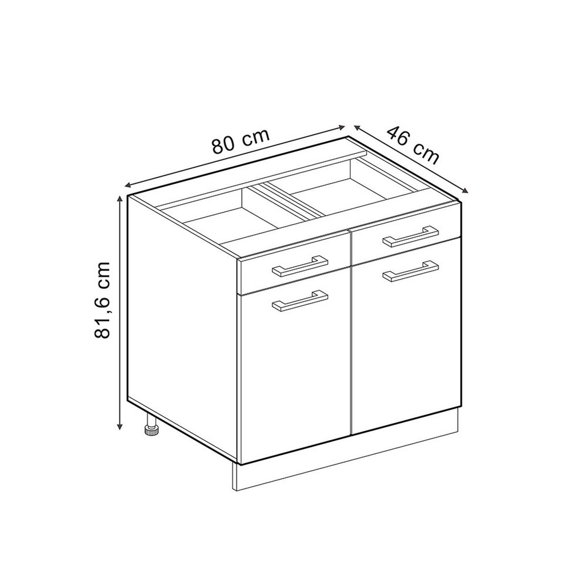 KÜCHENUNTERSCHRANK R-Line Schwarz Beton 80 cm ohne Arbeitsplatte - Anthrazit/Schwarz, Holzwerkstoff (80/81.6/46cm) - Vicco