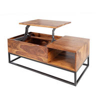 COUCHTISCH MAKASSAR FUNCTION Sheesham Natur 110 cm - Schwarz/Braun, Holz/Metall (54/110/40cm) - riess-ambiente