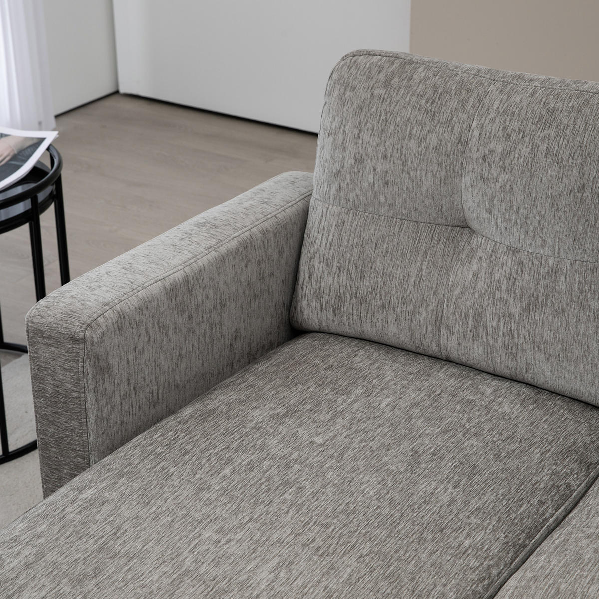 ECKSOFA, Eck-Couch mit umkehrbarer Chaiselongue, Chenille-Optik, Braun - Braun, Textil (130/186cm) - HOMCOM
