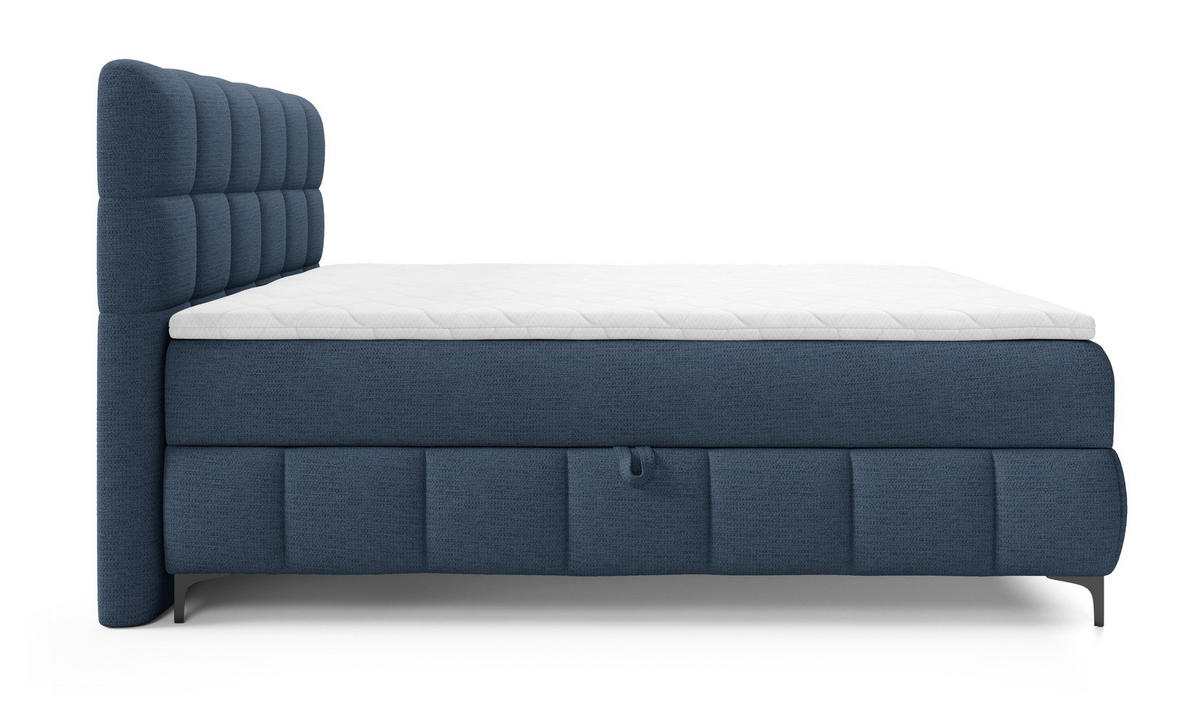 BOXSPRINGBETT 140x200 Altessa mit Bettkasten, Matratze, Topper, Marineblau - Dunkelblau, Holz/Textil (140/200cm) - Emporius