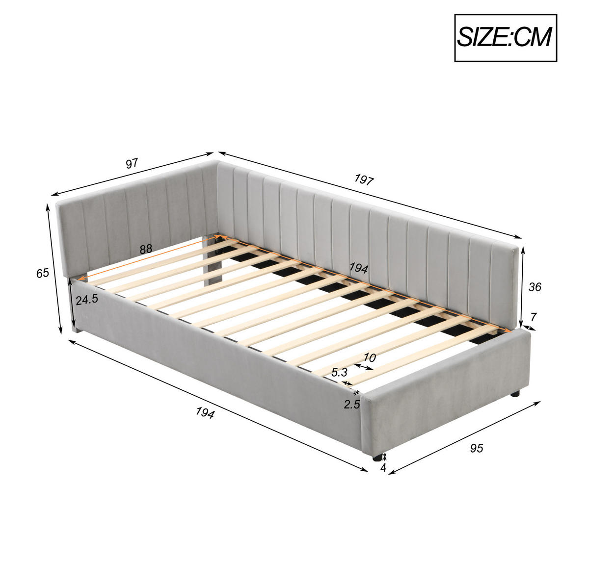 POLSTERBETT 90/200 cm als Schlafsofa mit Lattenrost, Samtbezug und austauschbarer Rückenlehne, Grau - Grau, Leder (90/200cm) - Redom