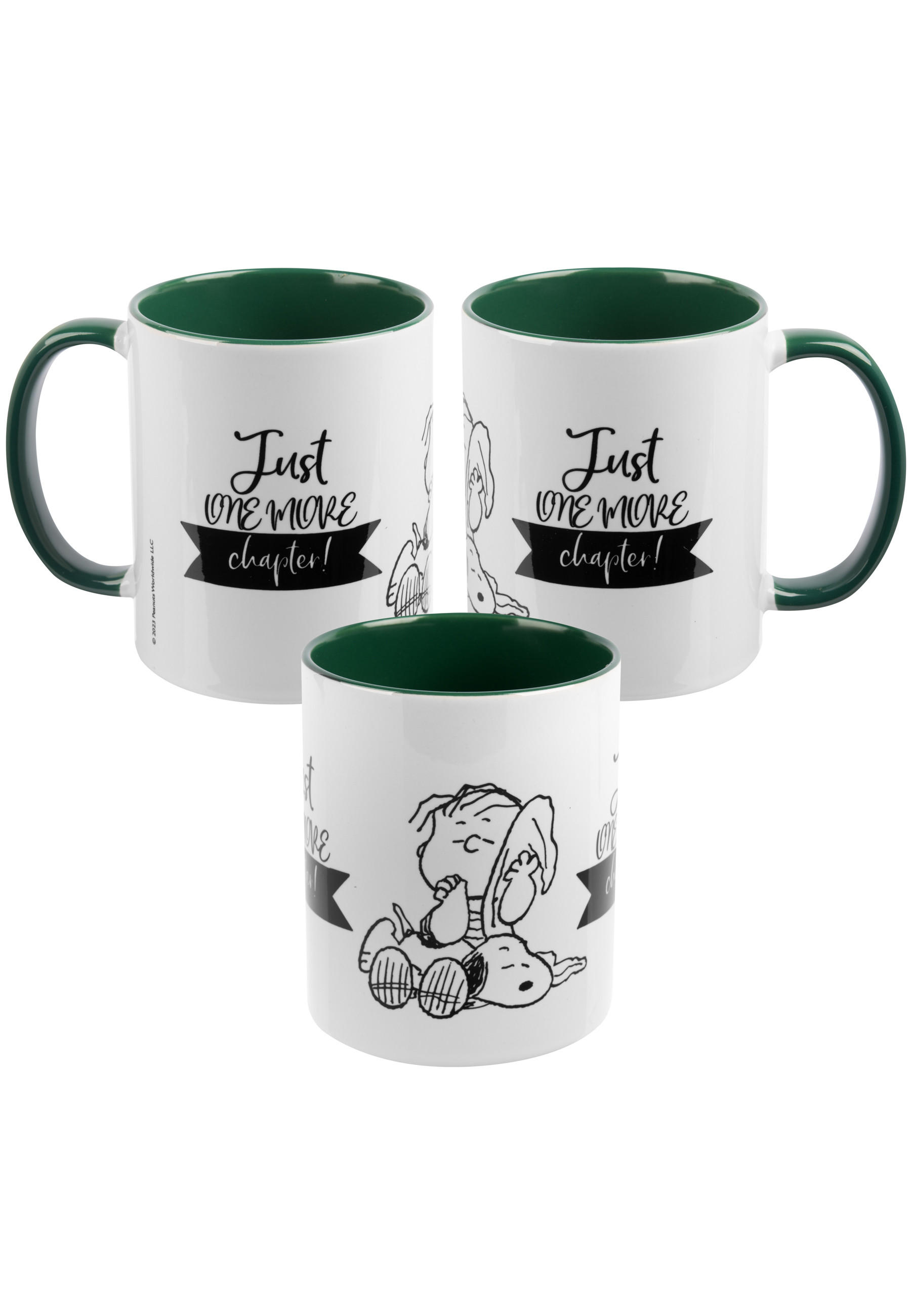 KAFFEEBECHER The Peanuts Snoopy Just one more chapter!Grün/Weiß 320 ml - Weiß, Keramik (0.32L) - United Labels