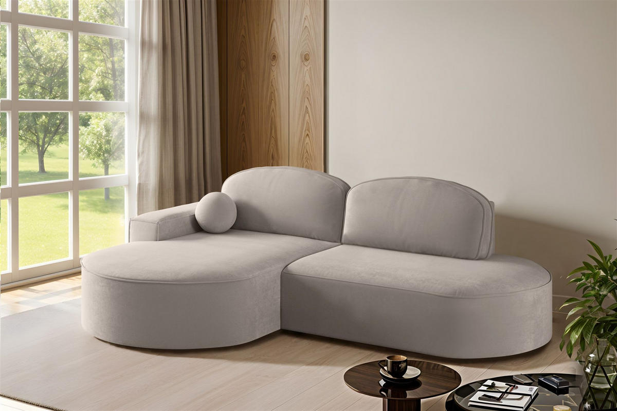 ECKSOFA Girona Mit Schlaffunktion - Hellgrau, Holzwerkstoff/Textil (278/179cm) - Fun Möbel
