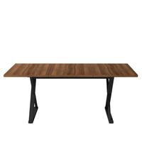 ESSTISCH aus MDF 180x90x75 cm Walnussfarbe mit X-förmigem Metallgestell für 6-8 Personen - Walnussfarben, Holzwerkstoff (180/90/75cm) - Modfu