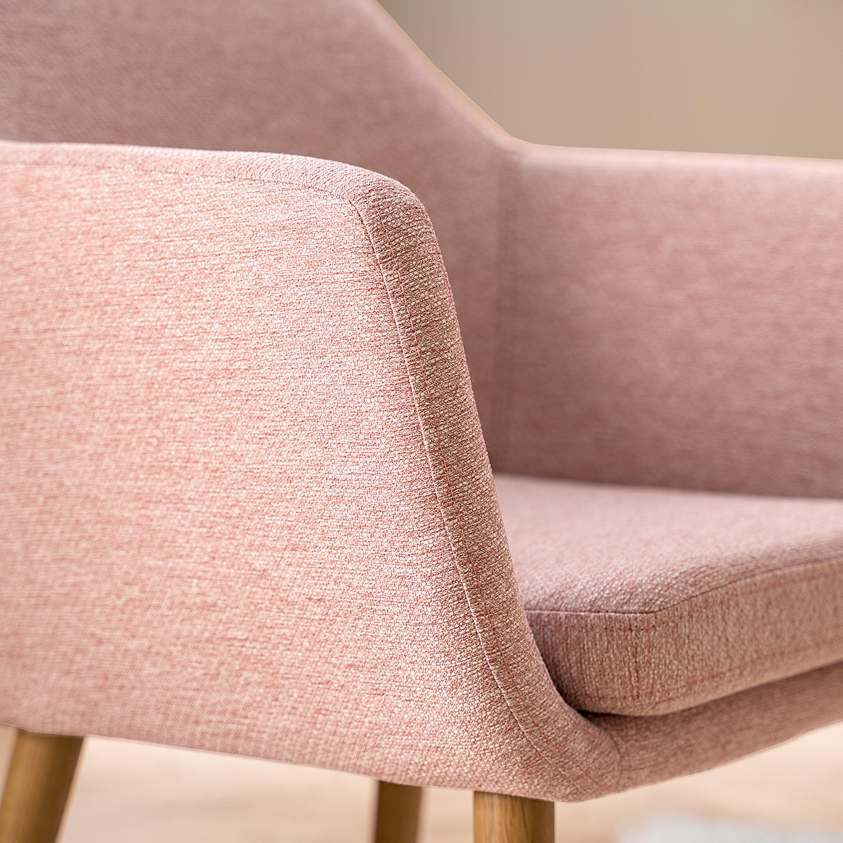 ARMLEHNENSTUHL - Eichefarben/Rosa, Textil (58/84/58cm) - home24