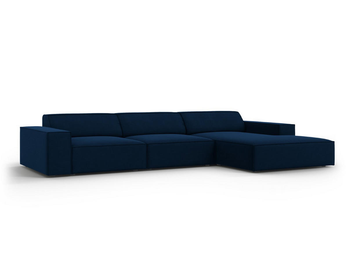 ECKSOFA rechts Jodie aus Samt königsblau 4 Sitzplätze - Blau, Textil (166/284cm) - Micadoni