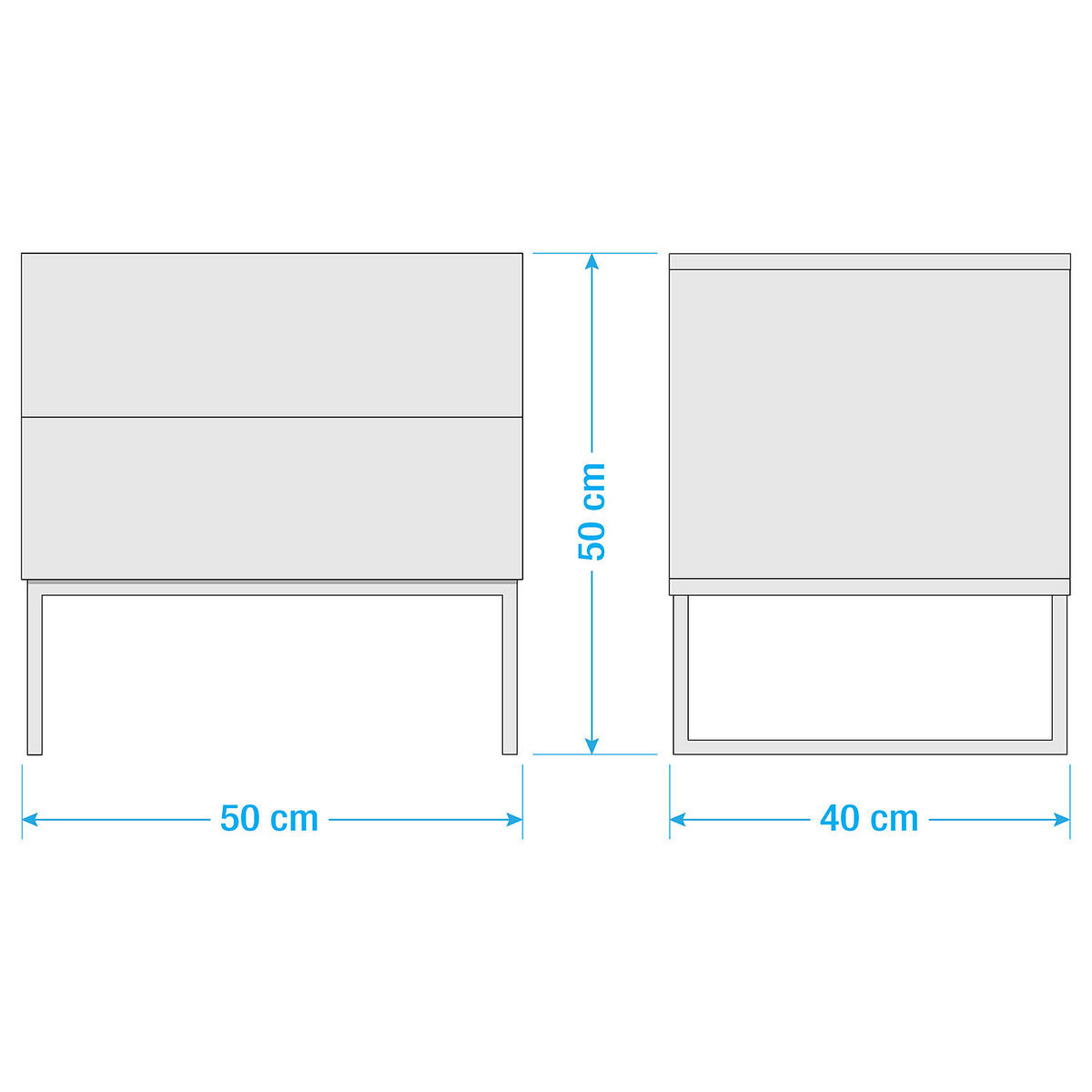 NACHTKOMMODE - Weiß Hochglanz, Holzwerkstoff (50/50/40cm) - home24