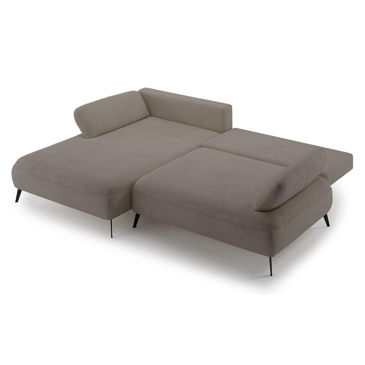 ECKSOFA Avolla Dunkelbeige links - Schwarz/Cappuccino, Textil/Metall (284/186cm) - Selsey