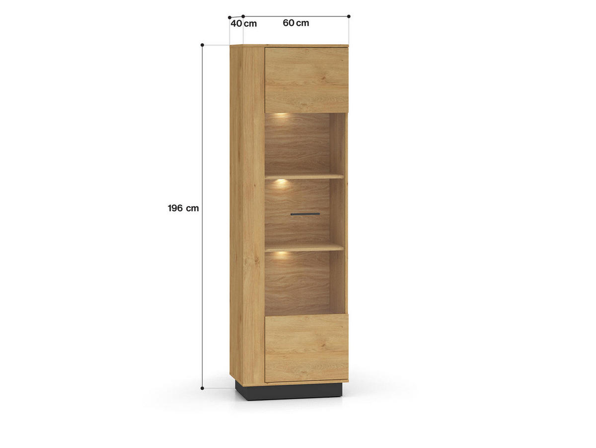 VITRINE MODESTO Beige 60x40x196 cm - Beige, Holzwerkstoff (60/196/40cm) - FURNLUX