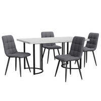 ESSGRUPPE DE-38991 140/80 cm Tisch mit 4 Stühlen Weiß - Schwarz/Weiß, Holzwerkstoff (140/75/80cm) - ComfortXL