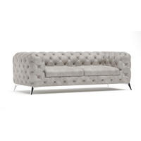 CHESTERFIELD-SOFA 3-Sitzer Quantum Grau Samt - Silberfarben/Grau, Holz/Textil (225/75/100cm) - S-Style Möbel