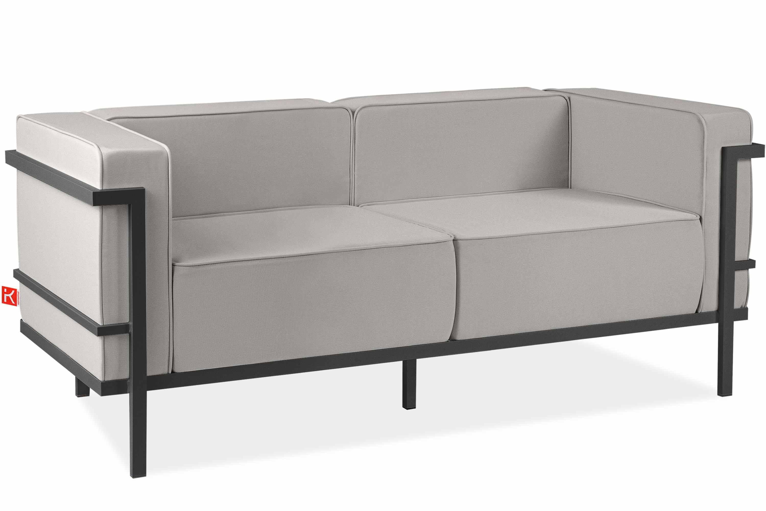GARTENSOFA TRIGLO 2-Personen, Stahlrahmen, Modern, Dunkelgrau/Hellgrau - Dunkelgrau/Hellgrau, Textil/Metall (164/70/69cm) - KONSIMO®