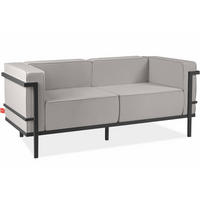 GARTENSOFA TRIGLO 2-Personen, Stahlrahmen, Modern, Dunkelgrau/Hellgrau - Dunkelgrau/Hellgrau, Textil/Metall (164/70/69cm) - KONSIMO®