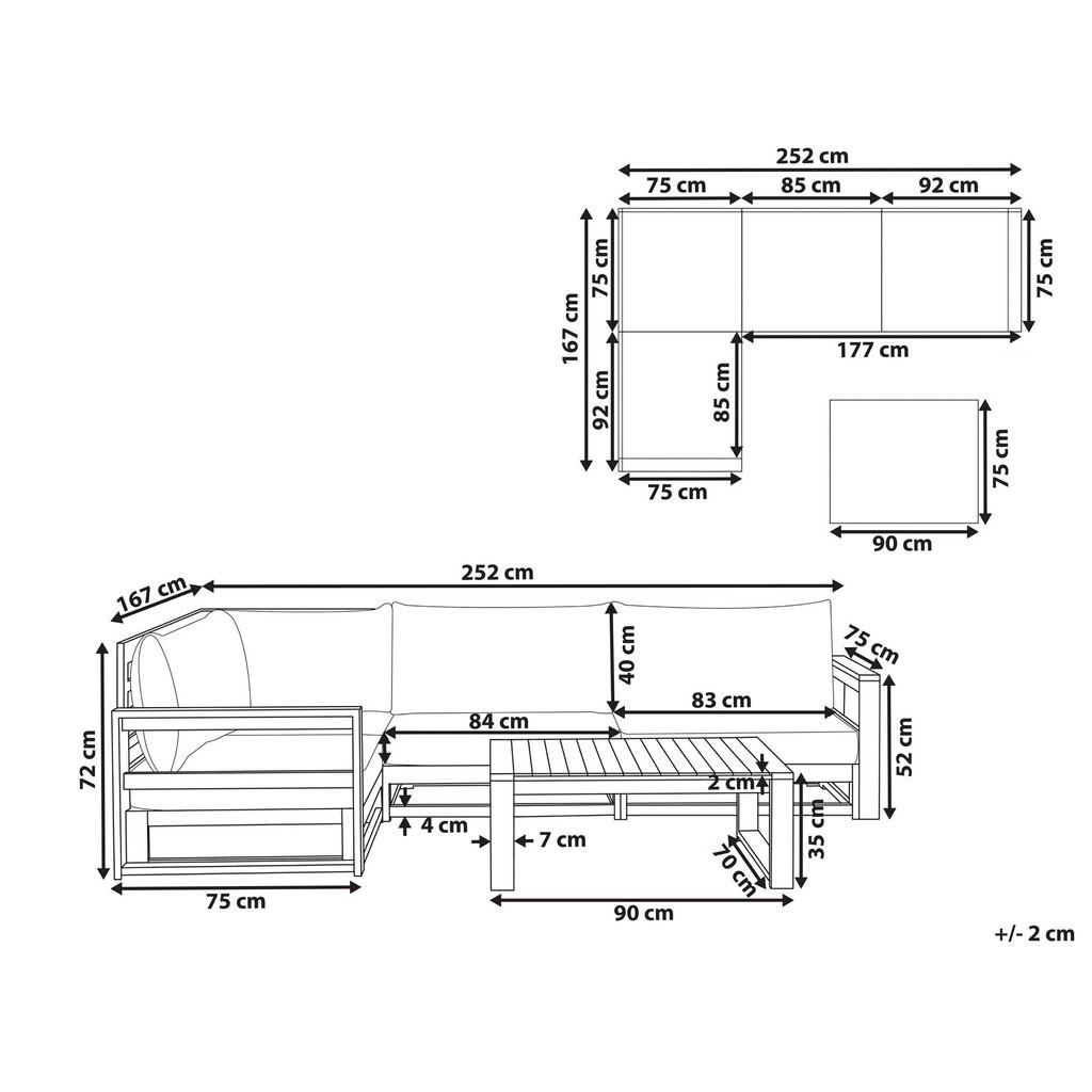 Thumbnail - Beliani Lounge, Taupe, Holz, 4-Sitzer, rechteckig, FSC 100%, Loungemöbel, Loungemöbel-Sets