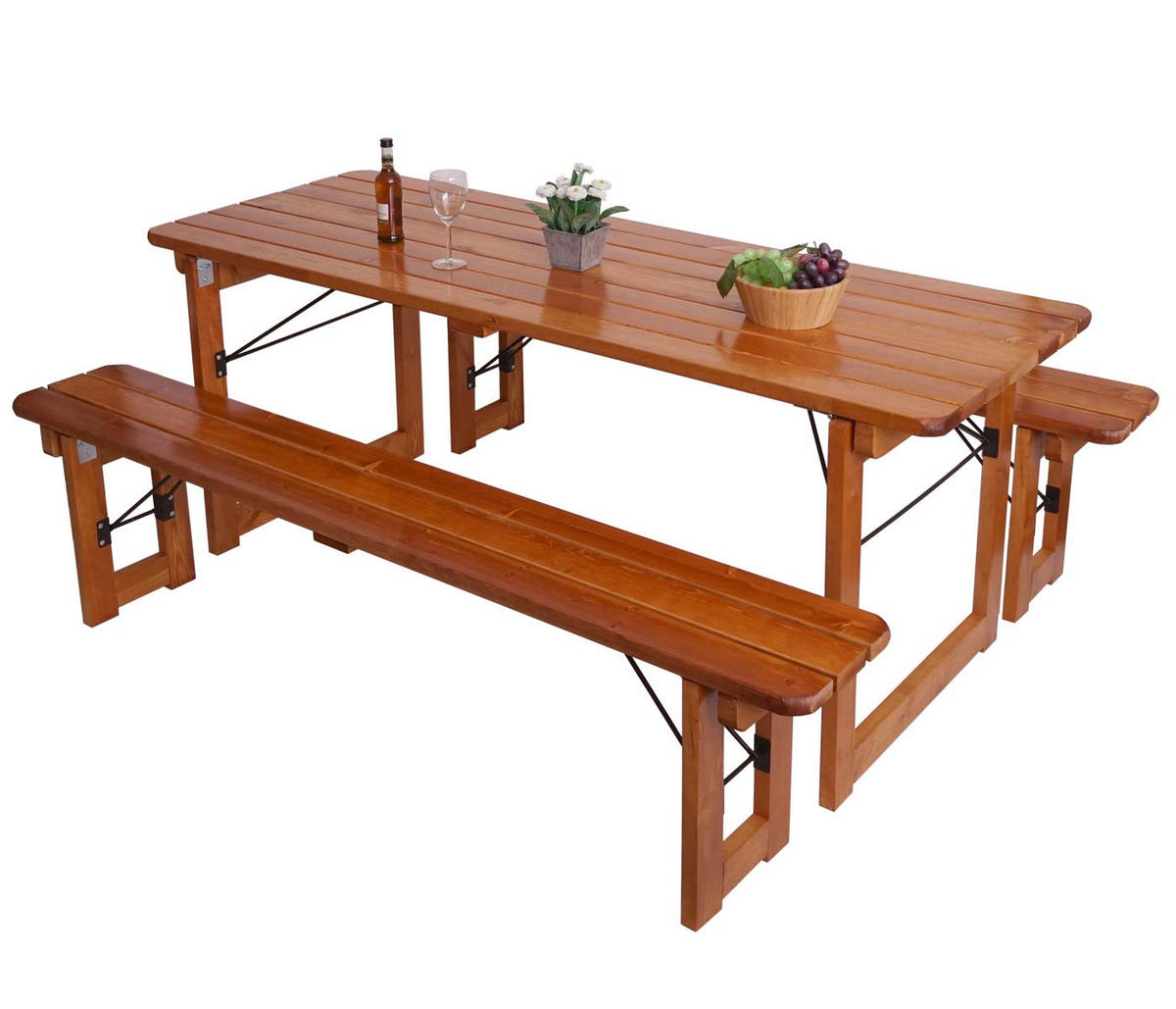 GARTENBANK Braun 2er-Set - Braun, Holz (180/46/28cm) - MCW