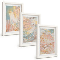 BILDER SET 3er Set - 20x30 cm Weißer Rahmen - Abstrakte Pastellmuster - Weiß, Kunststoff (20/30cm) - TULUP