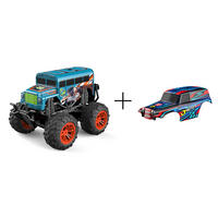 RC-MONSTERTRUCK Spielzeug LED Licht echter Rauch Fernbedienung aufladbarem Akku wechselbare Cover - Blau, Kunststoff (23/19/17cm) - Northpoint