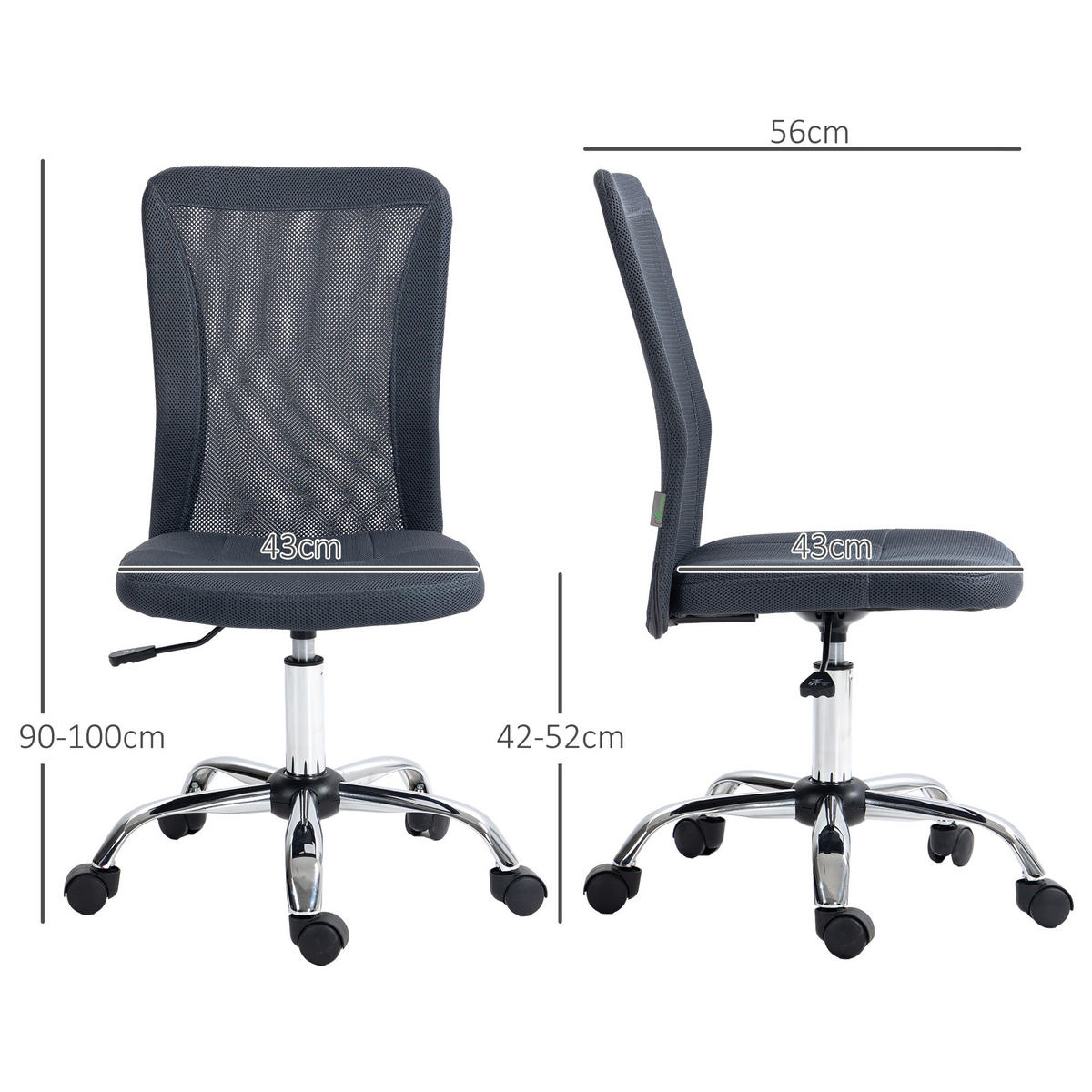 DREHSTUHL DE-11701 Mesh höhenverstellbar Dunkelgrau - Dunkelgrau, Textil (58/100/43cm) - ComfortXL