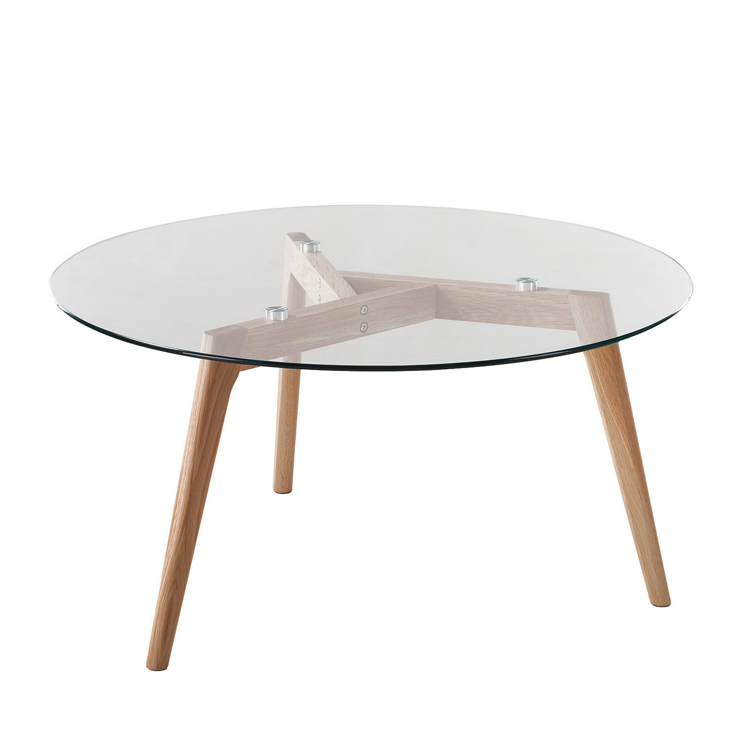 COUCHTISCH - Glas / Eiche massiv - Eichefarben, Glas/Holz (90/90/45cm) - home24