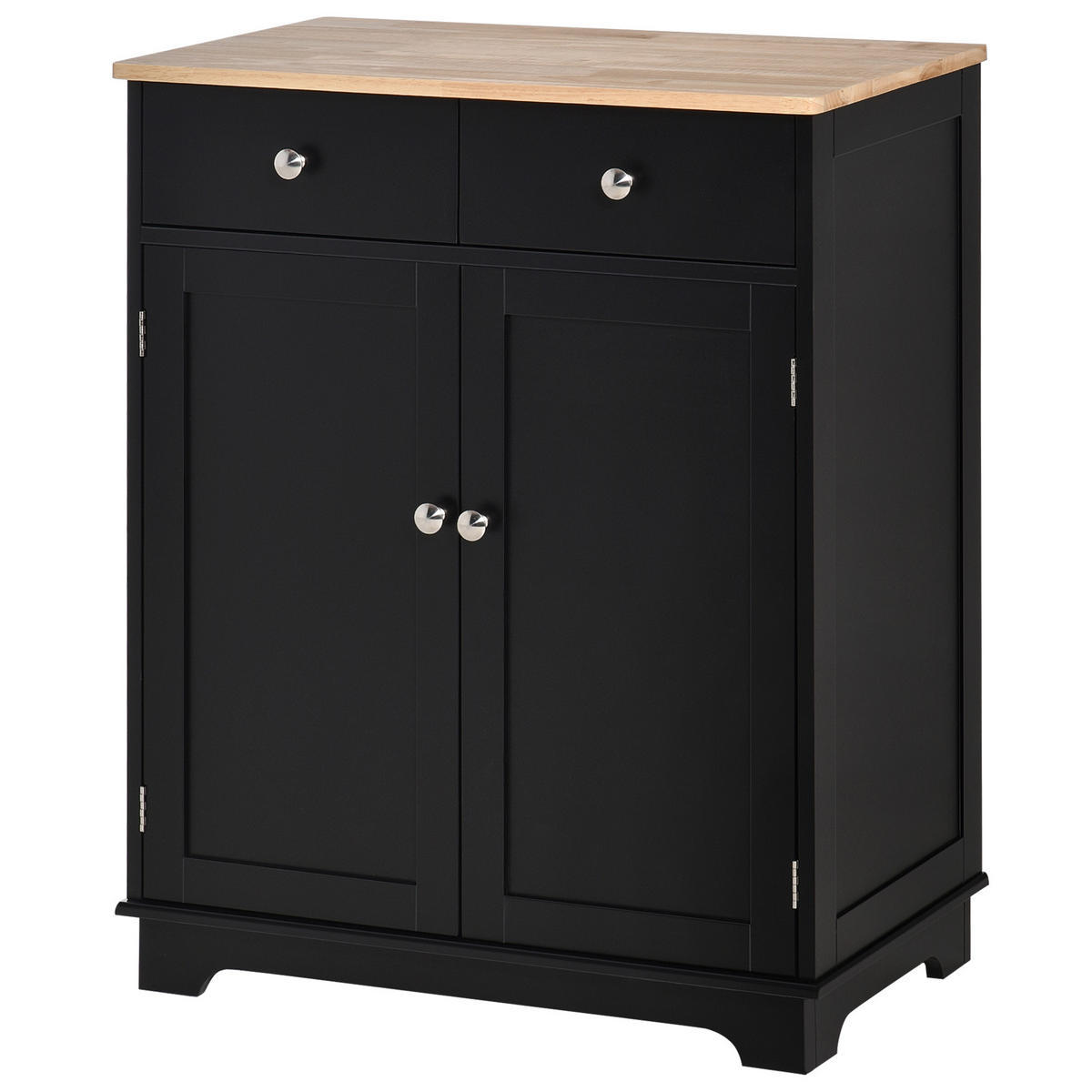 SIDEBOARD Schwarz und Naturholz, 2 Türen, 2 Schubladen, 68/40,3/85 cm - Schwarz, Holz (68/85/40.3cm) - PANGIVO