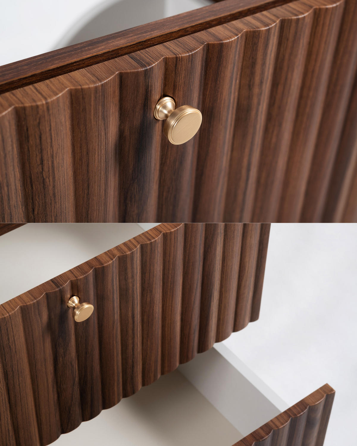 BADEZIMMERSCHRANK: Nusseiche / Platte Kaschmir / Griffe Gold / Beine Gold, 60 x 44,4 x 73,6 cm - Eichefarben/Goldfarben, Holzwerkstoff (60/73.6/44.4cm) - 3XE LIVING