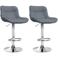 BARHOCKER 2er Set Vulcano Kunstleder chrom grau - Chromfarben/Grau, Kunststoff/Metall (49/106/51cm) - TPFLiving