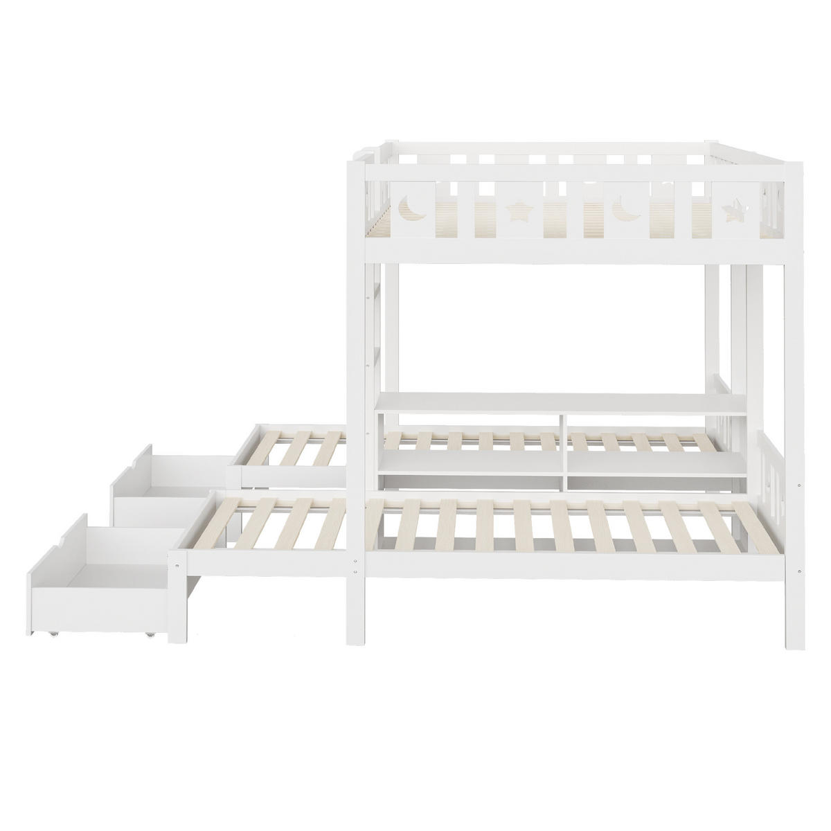 ETAGENBETT 140/200 cm / 90/200 cm DE-01543, in Weiß, mit 2 Schubladen und Stauraum - Weiß, Holz (140/200cm) - ComfortXL