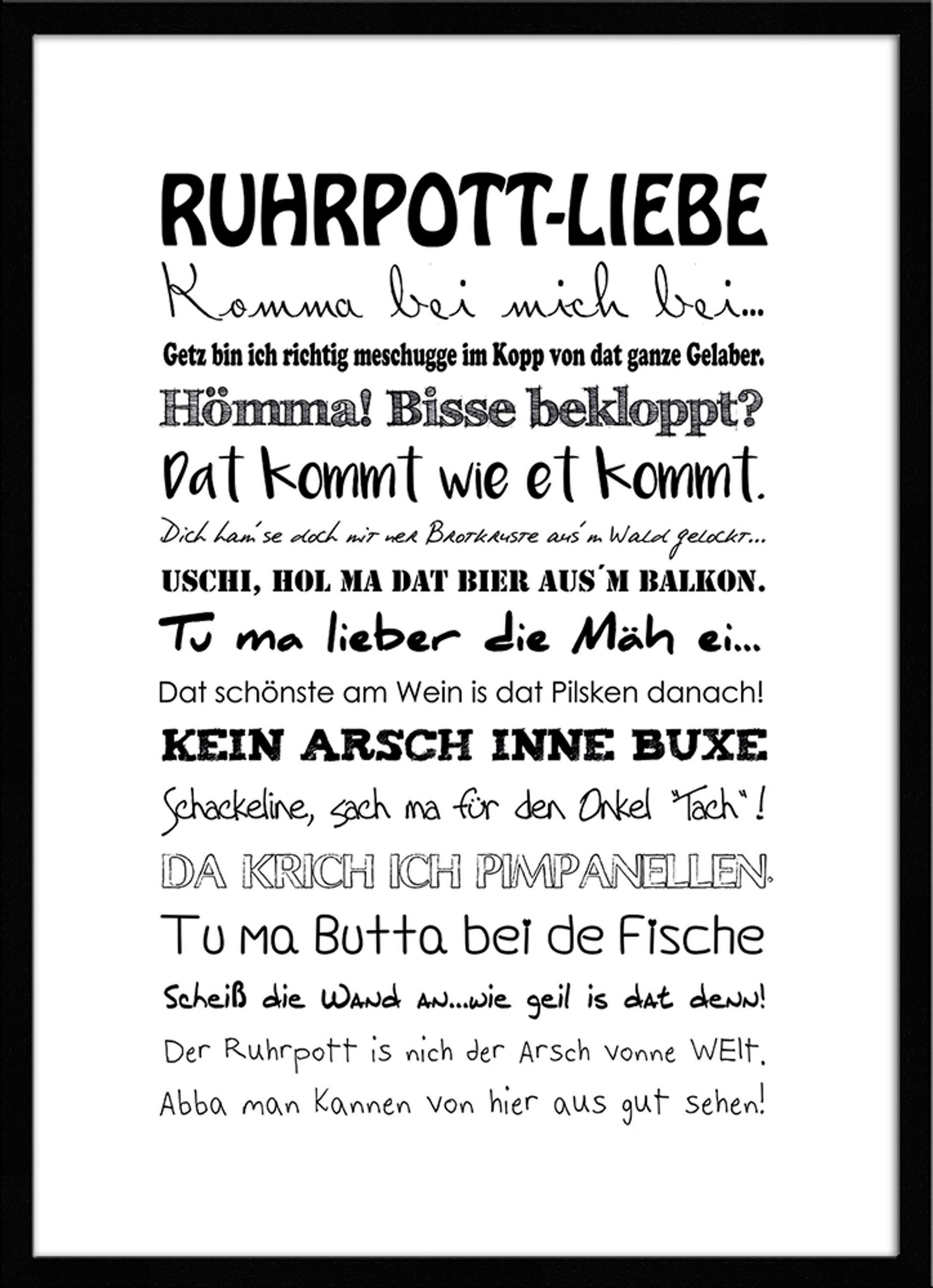 BILD mit Rahmen 51x71 cm Spruch: Ruhrpott Liebe - Weiß, Holz (51/71cm) - artissimo
