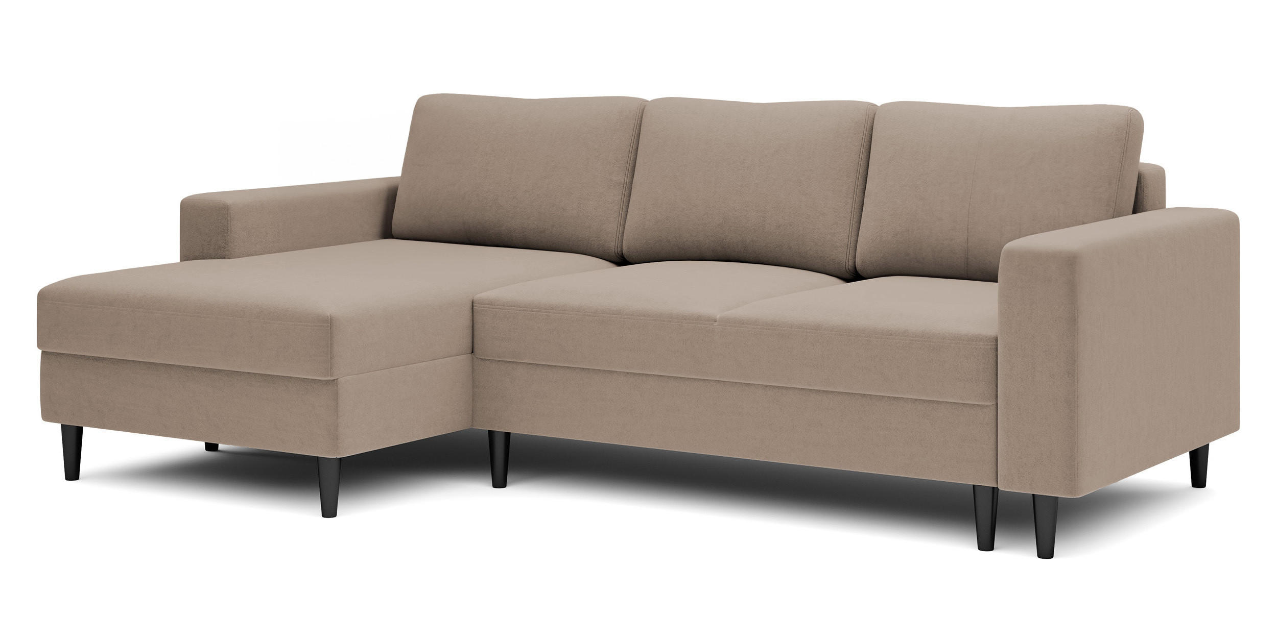 ECKSOFA Nalika Dunkelbeige Velours - Schwarz/Mokka, Holz/Textil (230/143cm) - Selsey