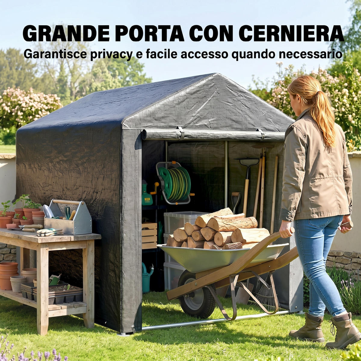 CARPORT Dunkelgrau 1 Stück - Dunkelgrau, Kunststoff/Metall (160/172/218cm) - GiPP