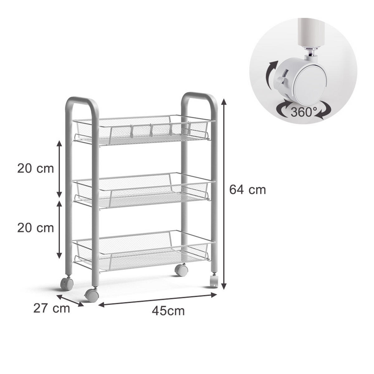 POJÍZDNÝ KONTEJNER Tarro Bílá - bílá, kov (45/64/27cm) - Vicco