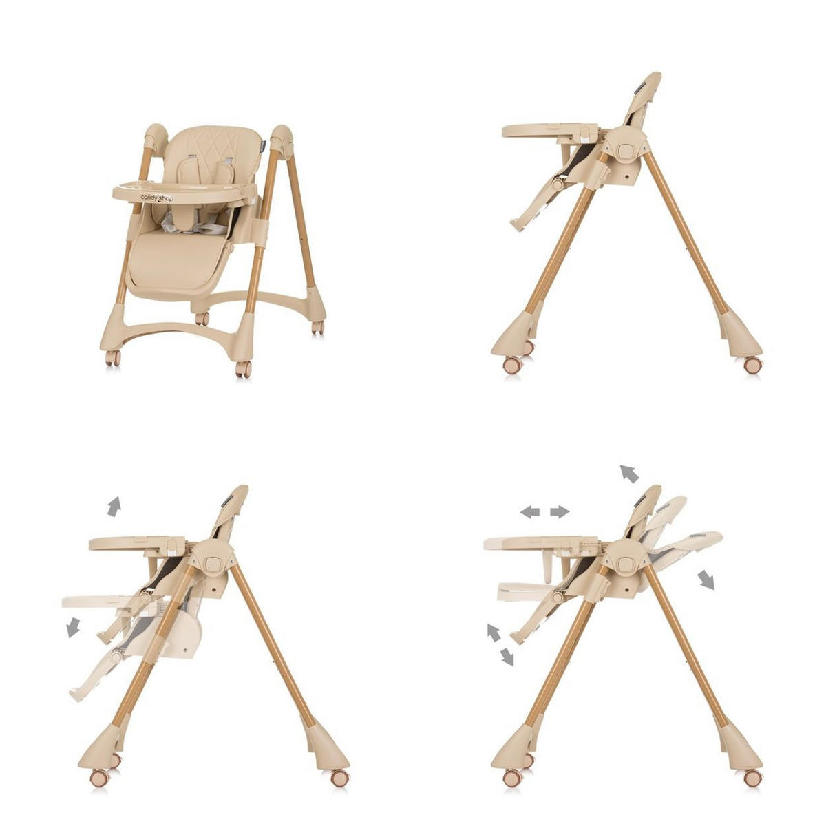 HOCHSTUHL Candy Shop beige 4 Räder, verstellbar, Fußstütze, faltbar - Beige, Kunststoff (49/96/83cm) - Chipolino
