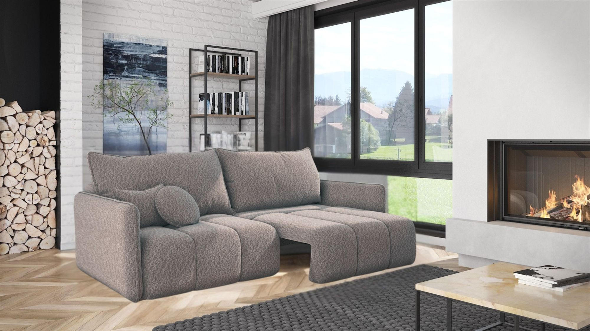 Thumbnail - Fun Möbel Schlafsofa, Anthrazit, Textil, 216x86x102 cm, Wohnzimmer, Sofas & Couches, Schlafsofas