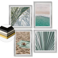 WANDBILDER 4er Set - 50x50 cm & 40x60 cm Silberner Rahmen - Urlaubsblick Strand Meer - Silberfarben, Kunststoff (50/50cm) - ArtPrintCave