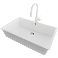 GRANITSPÜLE London, 3-er set Weiß 76/47 cm, 1 Becken + Küchenarmatur 38/14 cm + Ablauf-Set ab 80er Unterschrank - Chromfarben/Weiß, Kunststoff (76/20/47cm) - Primagran