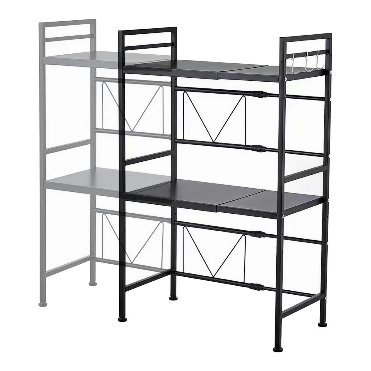 MIKROWELLENREGAL Sorsele - Schwarz, Metall (63/78.5/32cm) - [en.casa]