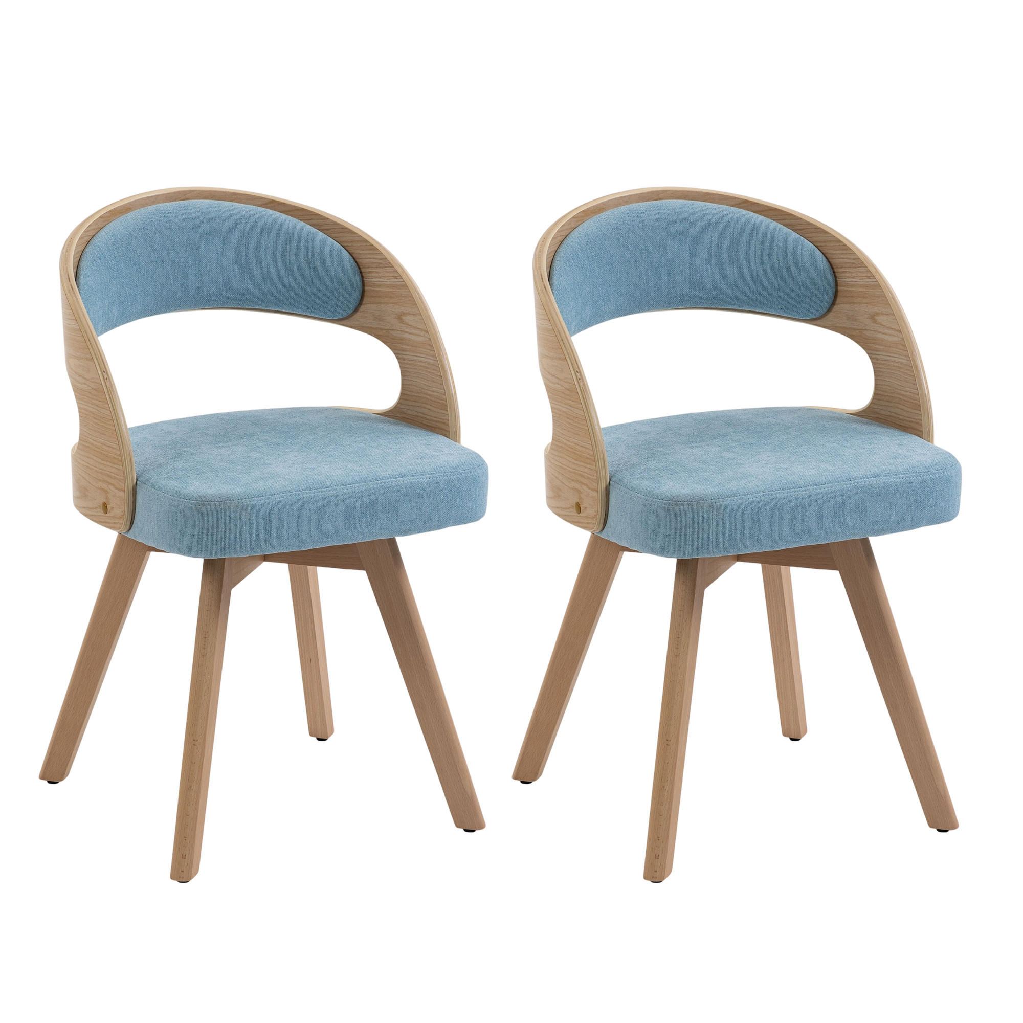 ARMLEHNSTUHL-SET DE-36276 2 Stück mit 360°-Drehung Blau - Blau, Holz (44/72/41cm) - ComfortXL