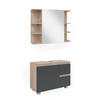 BADMÖBEL-SET J-Shape Sonoma 2 Teile - Anthrazit/Sonoma Eiche, Holzwerkstoff (80/60/33cm) - Vicco